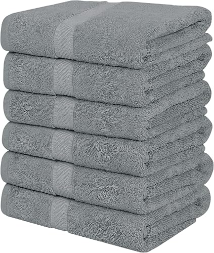 Utopia Towels Juego de 6 toallas de baño, 100% algodón hilado en anillo (24 x 48 pulgadas), toallas de secado rápido, medianas ligeras y altamente