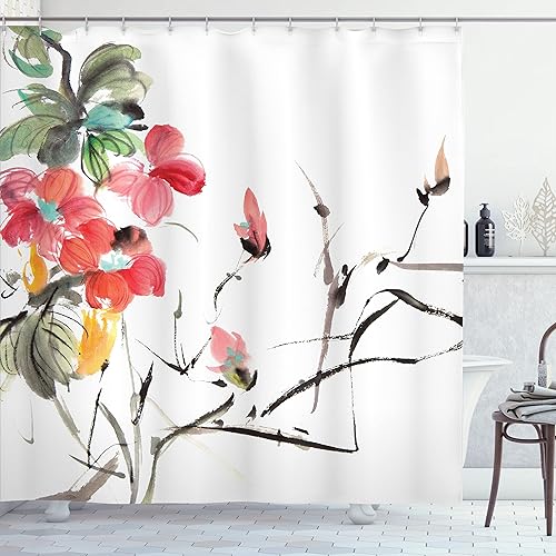 Miniatura 76 de Ambesonne Cortina de ducha de Navidad, estilo retro, palabras de deseos de Navidad con forma de árbol con adornos, juego de decoración de baño de