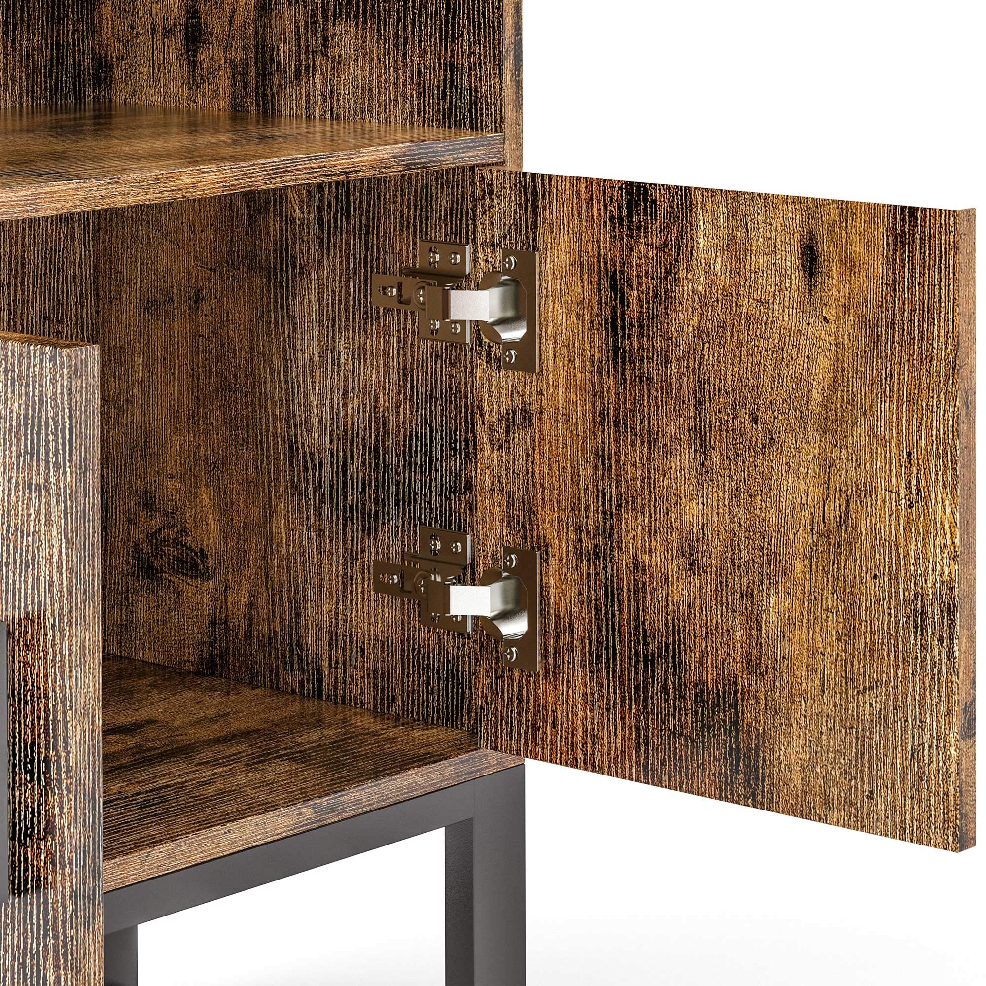 IRONCK Industrial Bookcase with Doors, Small Wood Bookcases and