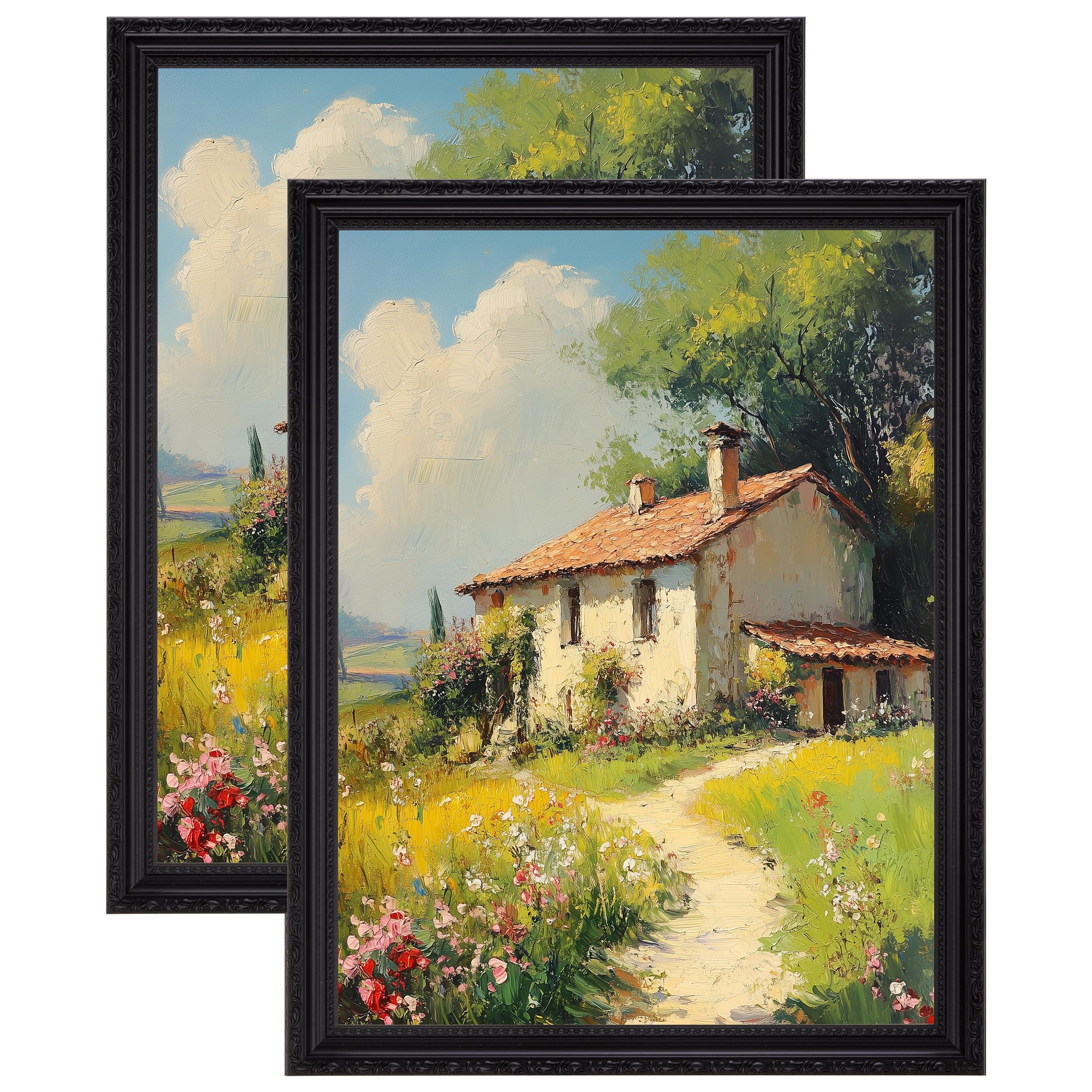 eletecpro 12x16 Vintage Picture Frame, Glass Cover, Black, 2-Pack