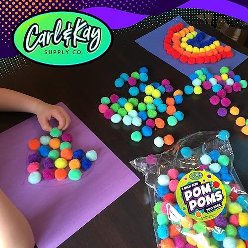 Miniatura 7 de 400 unidades – Pelotas de pompones para suministros de manualidades – 350 pompones peludos de colores surtidos con 50 ojos saltones – Tamaño de 1