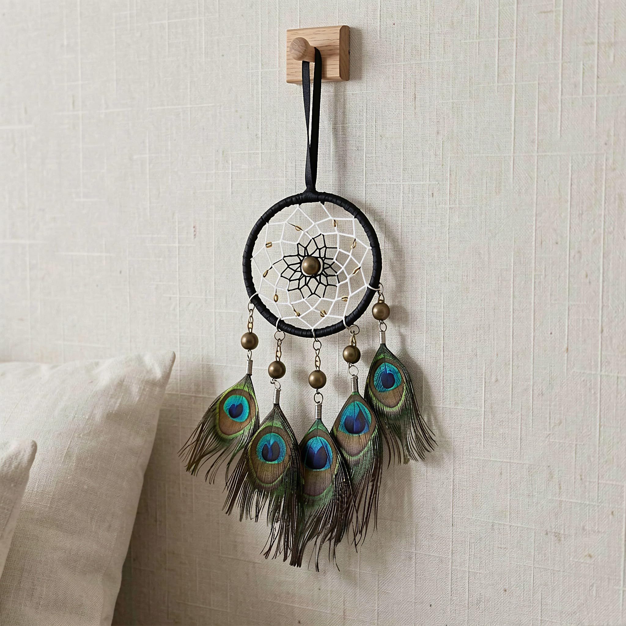 Zerodeko 3 Piezas de atrapasueños con Plumas de Pavo Real, atrapasueños de