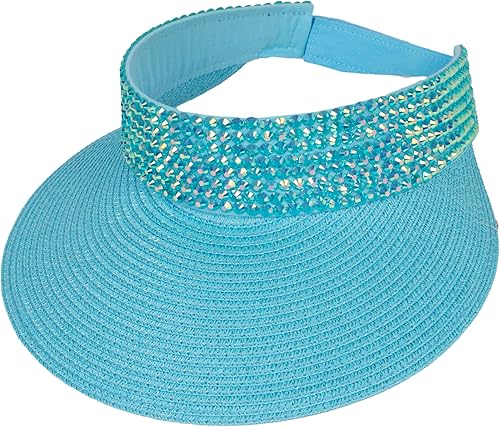 TOP HEADWEAR Visera solar de ala de 4 pulgadas para mujer con diamantes de imitación