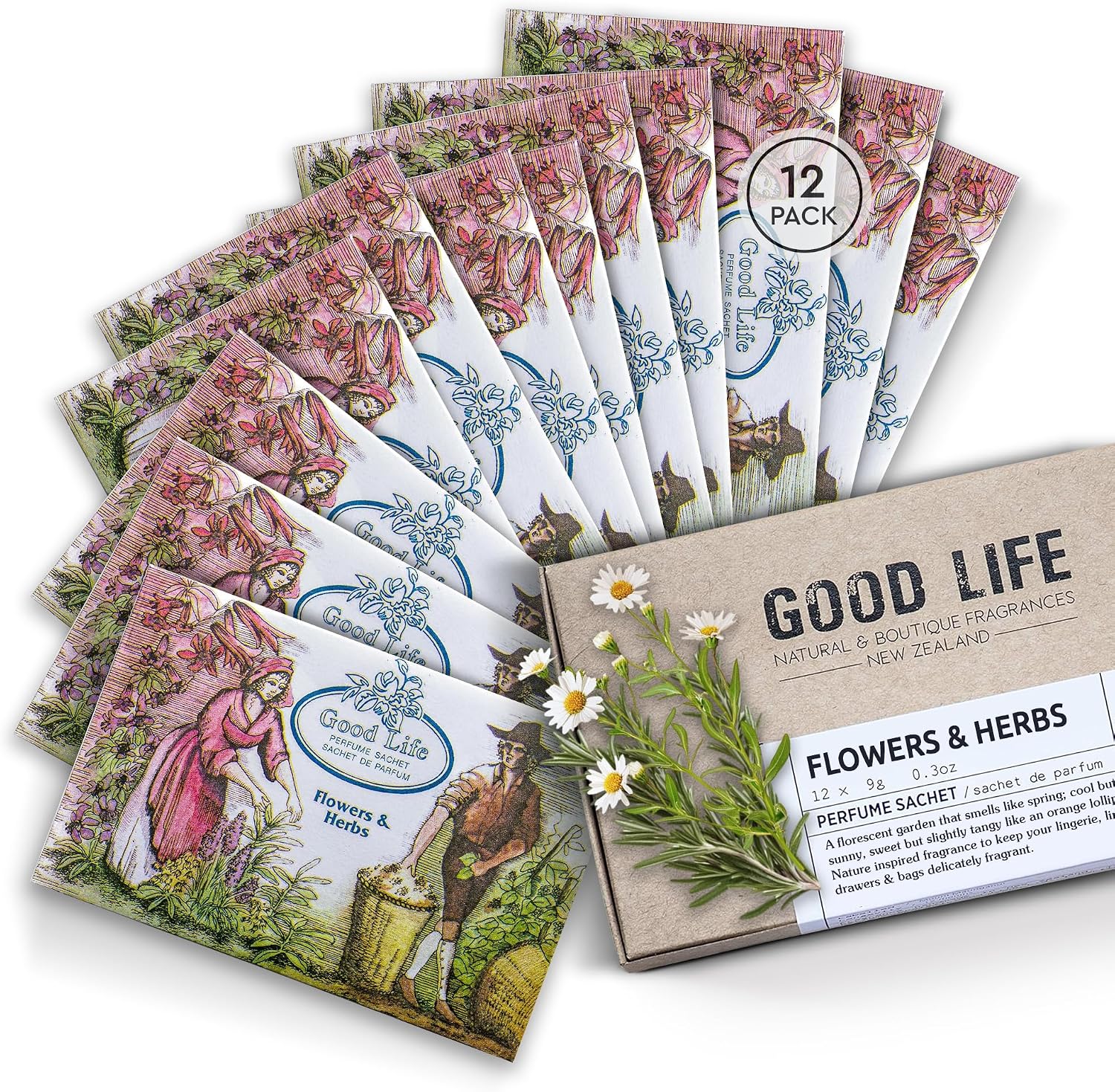 Good Life Jasmin Bouquet Scented Sachets | Designed in New Zealand | 12 Sachets