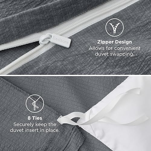 Vista 99 de Bedsure Juego de funda de edredón, tamaño individual, suave y prelavado, blanco, 2 piezas, 1 funda de edredón de 68 x 90 pulgadas, cierre