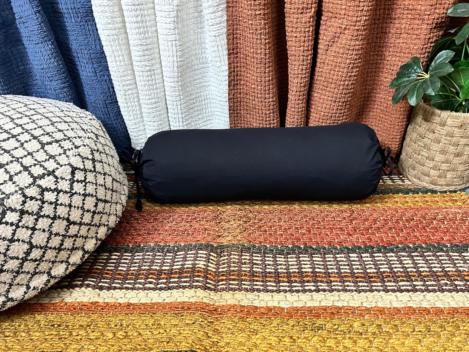 Saffron HANDICRAFTS Cotton 240TC Bolster Cover Full Round