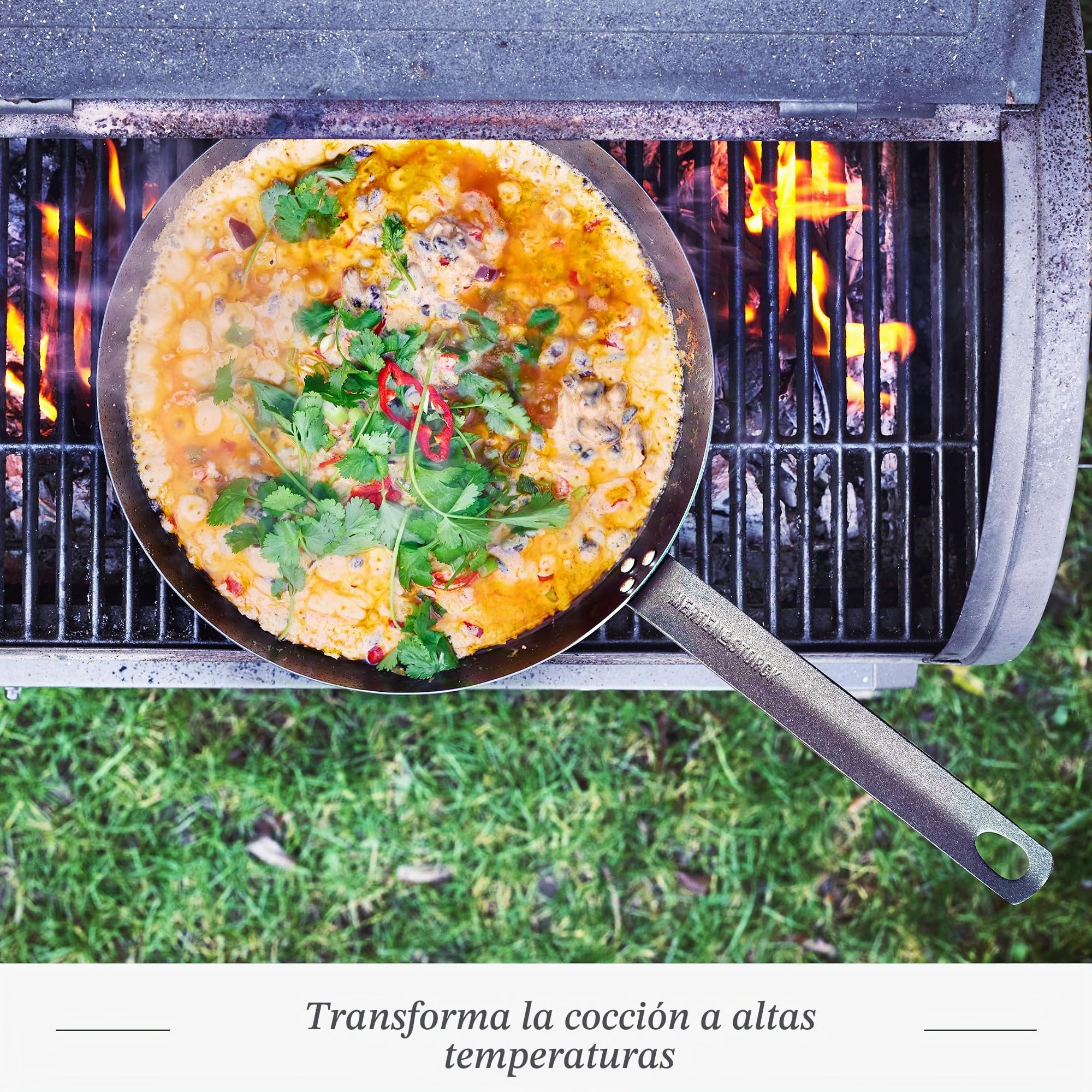 Merten & Storck Carbon Steel Sartén de Acero al Carbono Pre-Seasonada de 30 cm, Hierro Fundido Ligero, Duradera, Asar, Freír, Fácil de Limpiar, Inducción, Apta para Horno hasta 315°C, Negro