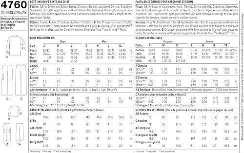 Miniatura 3 de Simplicity 4760 Patrón de costura para camisa y pantalones para hombres y niños A (S-M-L/S-M-L-XL)