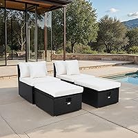 Vista 2 de SAFAVIEH PAT7515A Collection Pramla - Juego otomano de 4 piezas para exteriores negro y beige