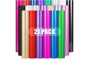 21 Pack Glitter and Shimmer Vinyl Sheets 12x12" | Glossy and Matte...