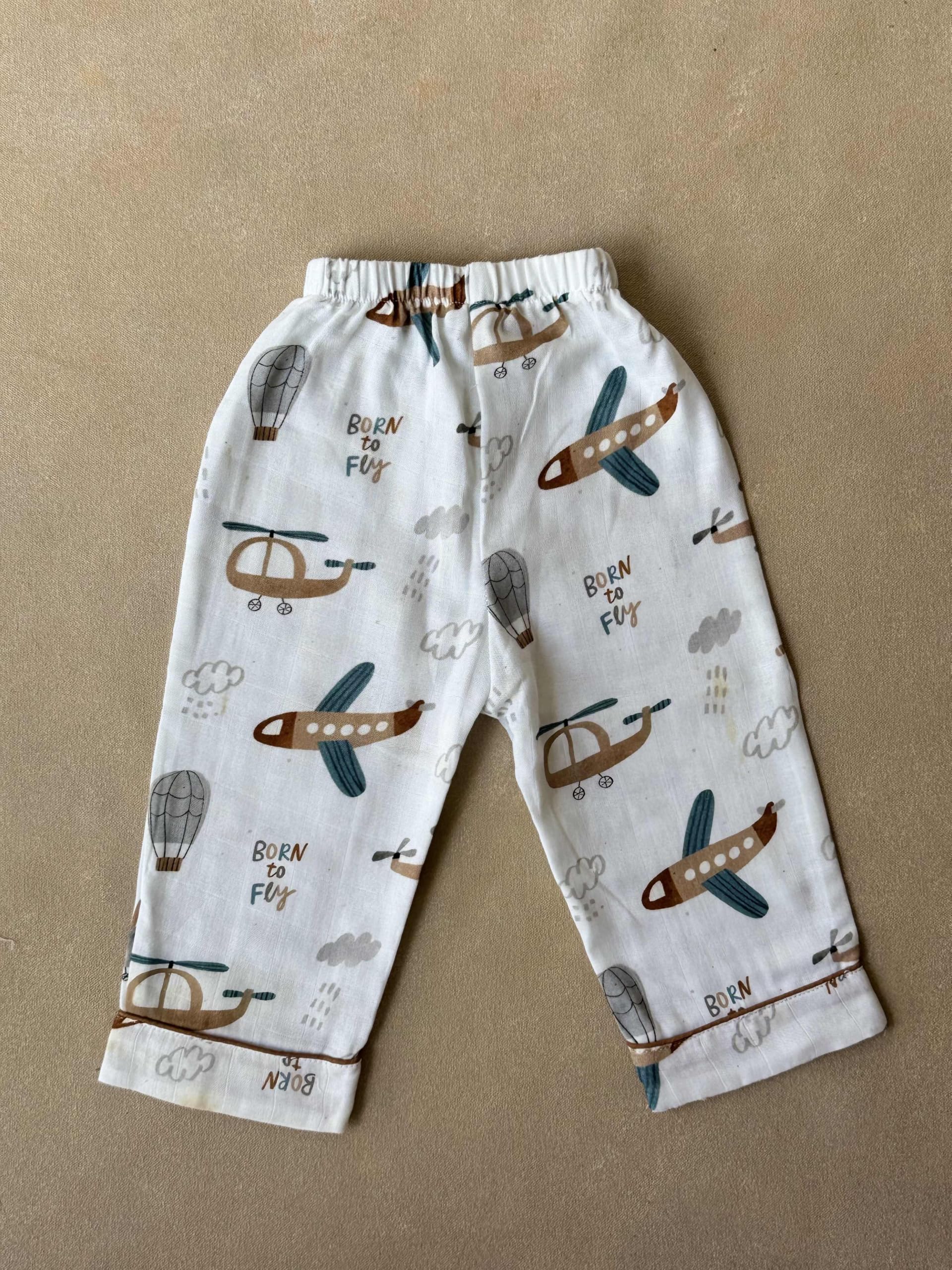 LILY LAMA Born to Fly Nightsuit for Girls (2-3 Years) | 100% Organic Muslin Cotton Nightdress | Soft, Breathable & Comfortable Sleepwear | Multicoloured Toddler Pajamas 2
