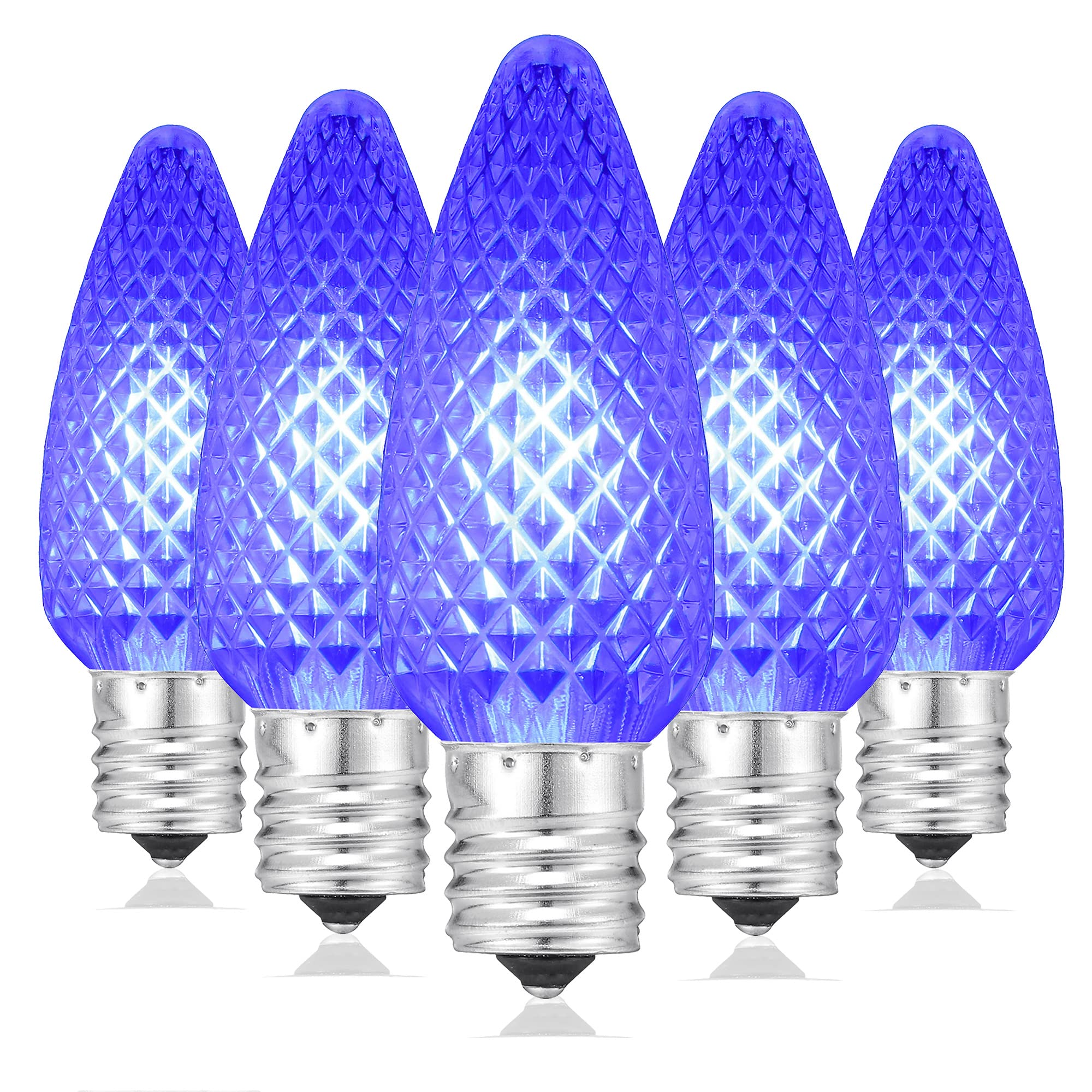 Photo 1 of 25 Pack C9 LED Bulbs C9 LED Replacement Bulb E17 Base Christmas String Light Waterproof Commercial Grade Shatterproof Dimmable Lights for Indoor & Outdoor Decoration Lighting Blue