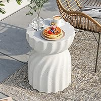 Vista 17 de SUNBURY Mesa auxiliar para exteriores, mesa auxiliar de 19 pulgadas de alto, mesas auxiliares de patio, mesas de café al aire libre, taburete