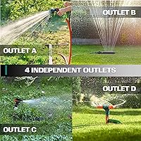 Vista 6 de Divisor de Manguera de Jardín de 4 Vías - Colector de Manguera de Agua de Servicio Pesado con Válvulas de Cierre - Divisor de Grifo Exterior