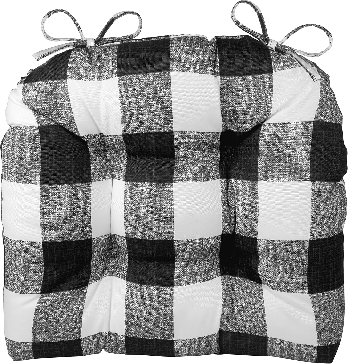 klear vu wicker solarium indoor and outdoor chair cushions for patio furniture, kitchen and dining room, water-resistant seat pads, 19x18 inches, 2 pack, black black 2 count (pack of 1)