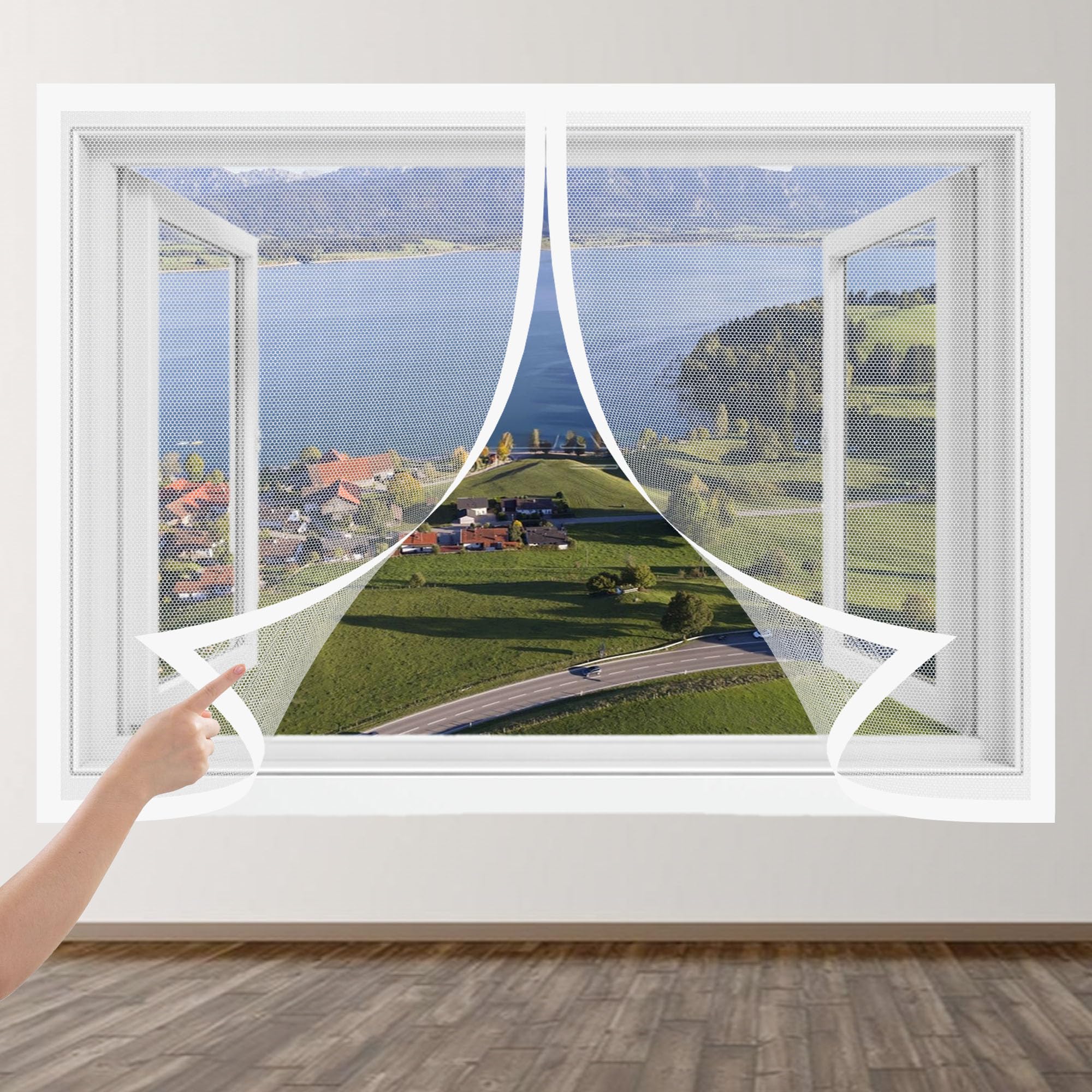 Gouzoo White Fly Screen Mosquito Net 83 X 92 Cm Magnetic Curtain For Fly Proof Window Door Without Drilling Shuts Automatically For All Kinds Of Window Door,