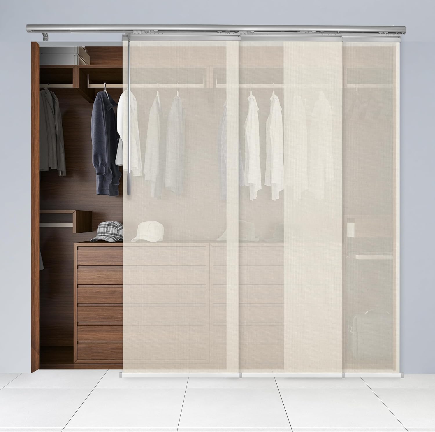 A&F Rod Décor - Aya 3-Panel Single Rail Panel Track Extendable 36"-66" W x 94" H, Panel Width 23.5"