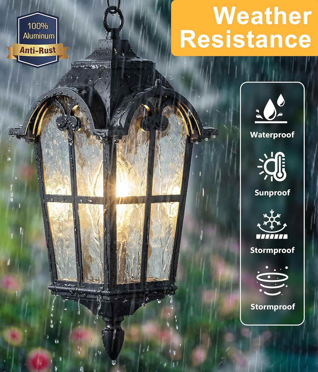 Motion Sensor Outdoor Pendant Light Modern Exterior Hanging Porch Lantern,18.2" Anti-Rust Aluminum Outside Chandelier Black Ceiling Mount for Patio Front Door Porch Entryway Foyer Gazebo