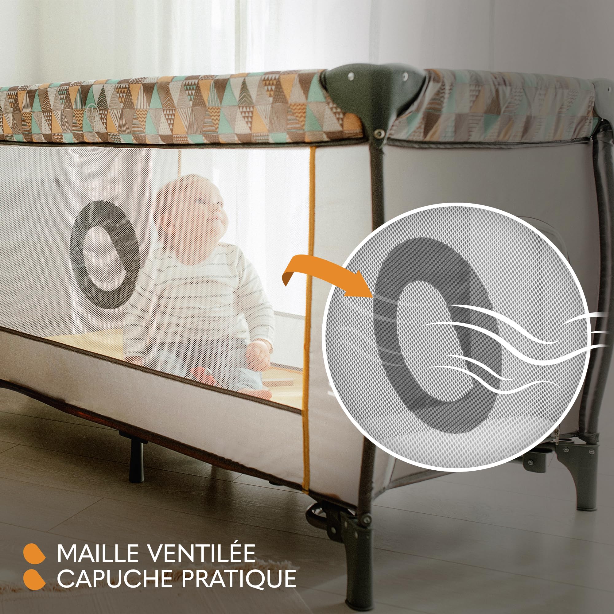 lionelo Sven Plus boîte 2 en 1 lit bébé, Table à Langer, Jouets, baldaquin Suspendu avec moustiquaire, entrée latérale supplémentaire Rouleaux, Mobiles