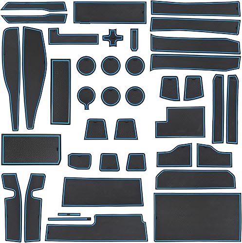 Miniatura 47 de SENSHINE Para Ford F150 Accesorios 2021 2022 2023 2024 2025 Antideslizante Portavasos Inserto Consola Central Cambio Liner Borde de Puerta Rojo