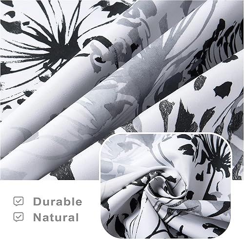 Miniatura 7 de DriftAway Cortinas de amarre para ventanas, con estampado de acuarela de acacia, floral, con aislamiento térmico, con bolsillo para cortinero, 100%