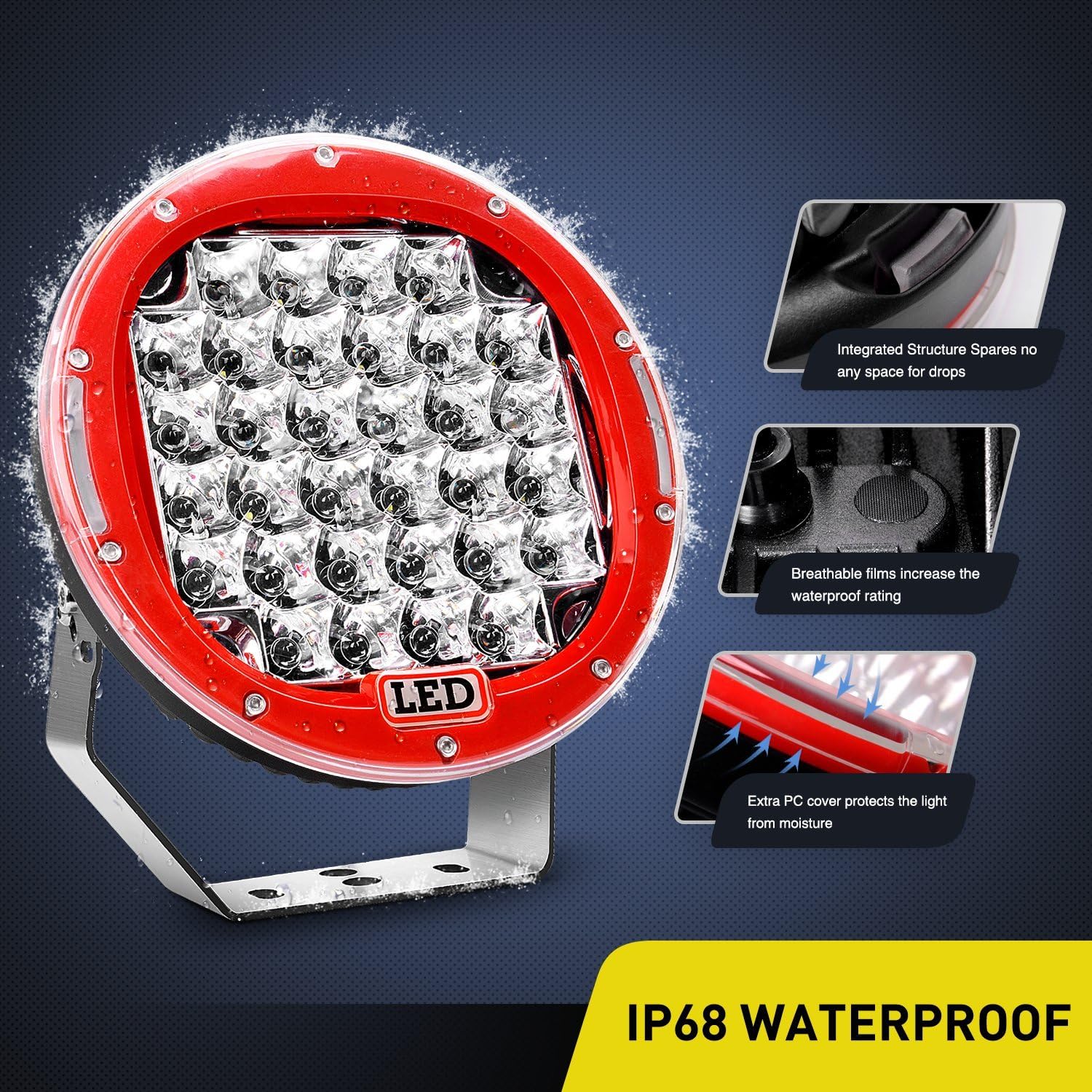 Cheapest 🛒 Led Light Bar Nilight 2PCS 9 96w 9200LM Red Round Spot Light Pod Off Road Fog Driving Roof Bar Bumper for Jeep,SUV Truck, Hunters, 2 years Warranty