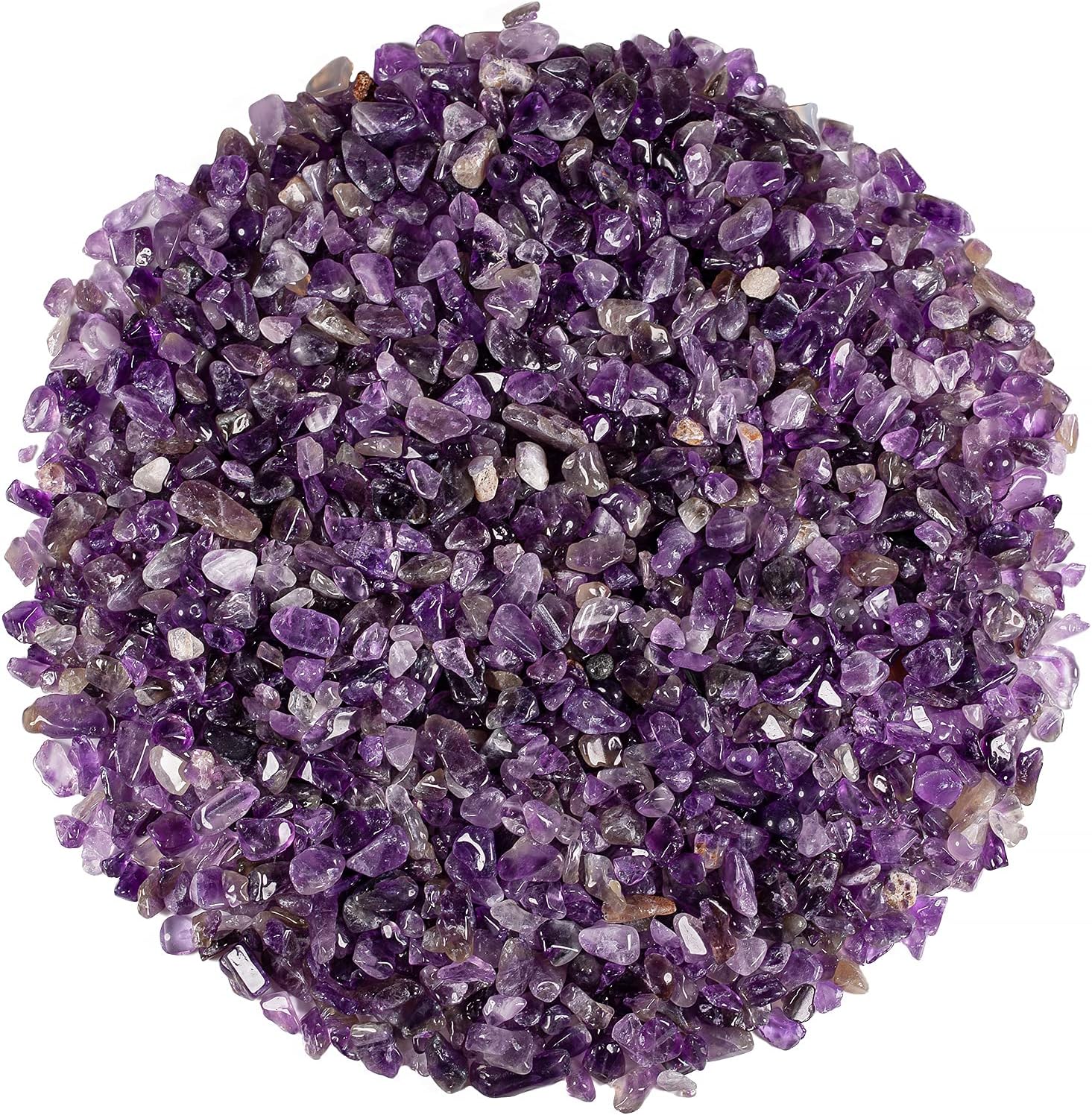 SUNYIK Amethyst Tumbled Chips Stone Crushed Crystal Quartz Pieces Irregular Shaped Stones 1pound(About 460 Gram)