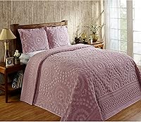 Vista 6 de Better Trends - Cubrecama de chenilla de 1 pieza, tamaño King, 100% algodón, ligera, con patrón de medallón, decoración para dormitorio, colección