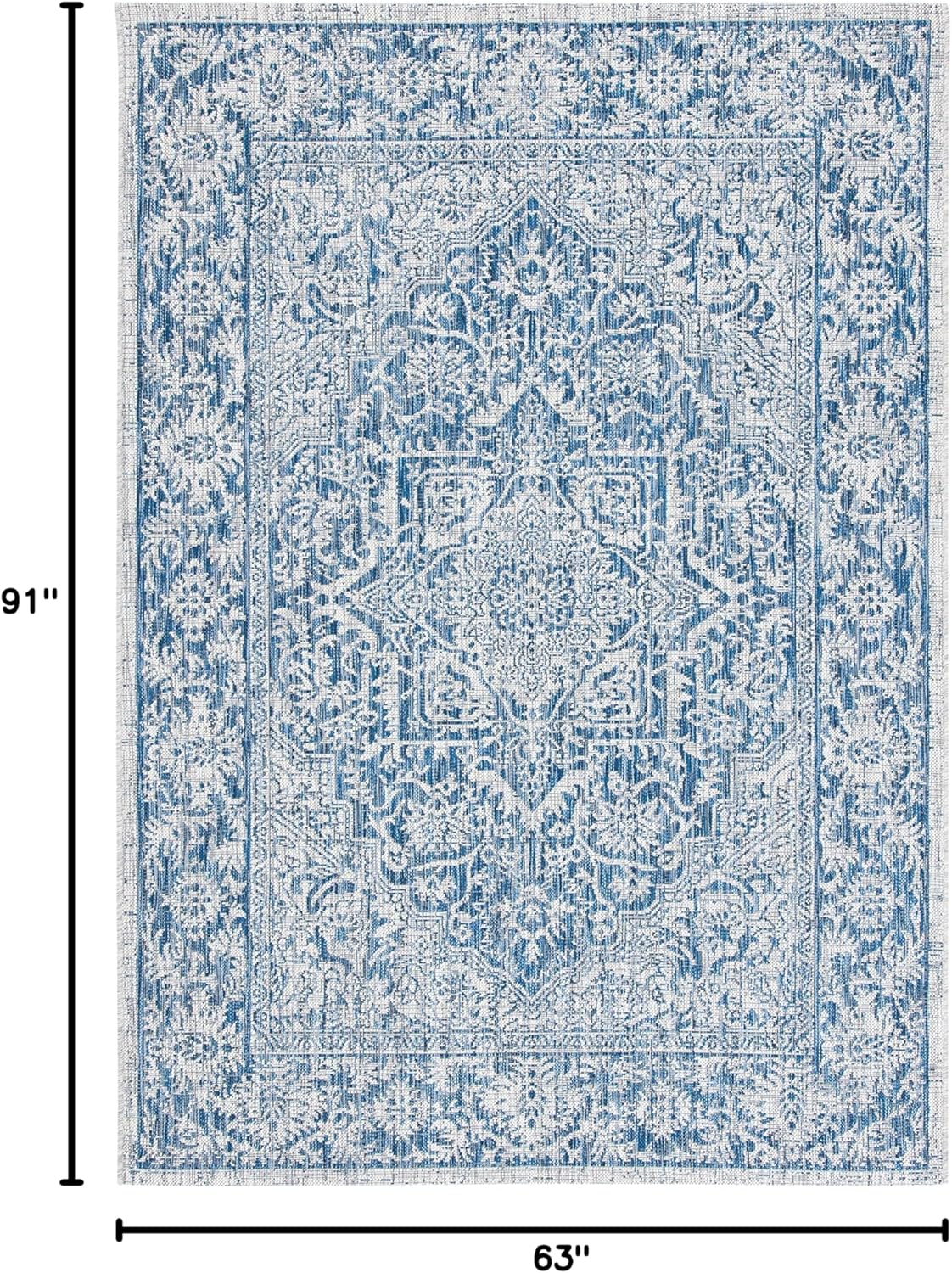 SAFAVIEH Courtyard Collection 5'3" x 7'7" Light Grey/Navy CY8763 Indoor/ Outdoor Waterproof Easy Cleaning Patio Backyard Mudroom Area Rug