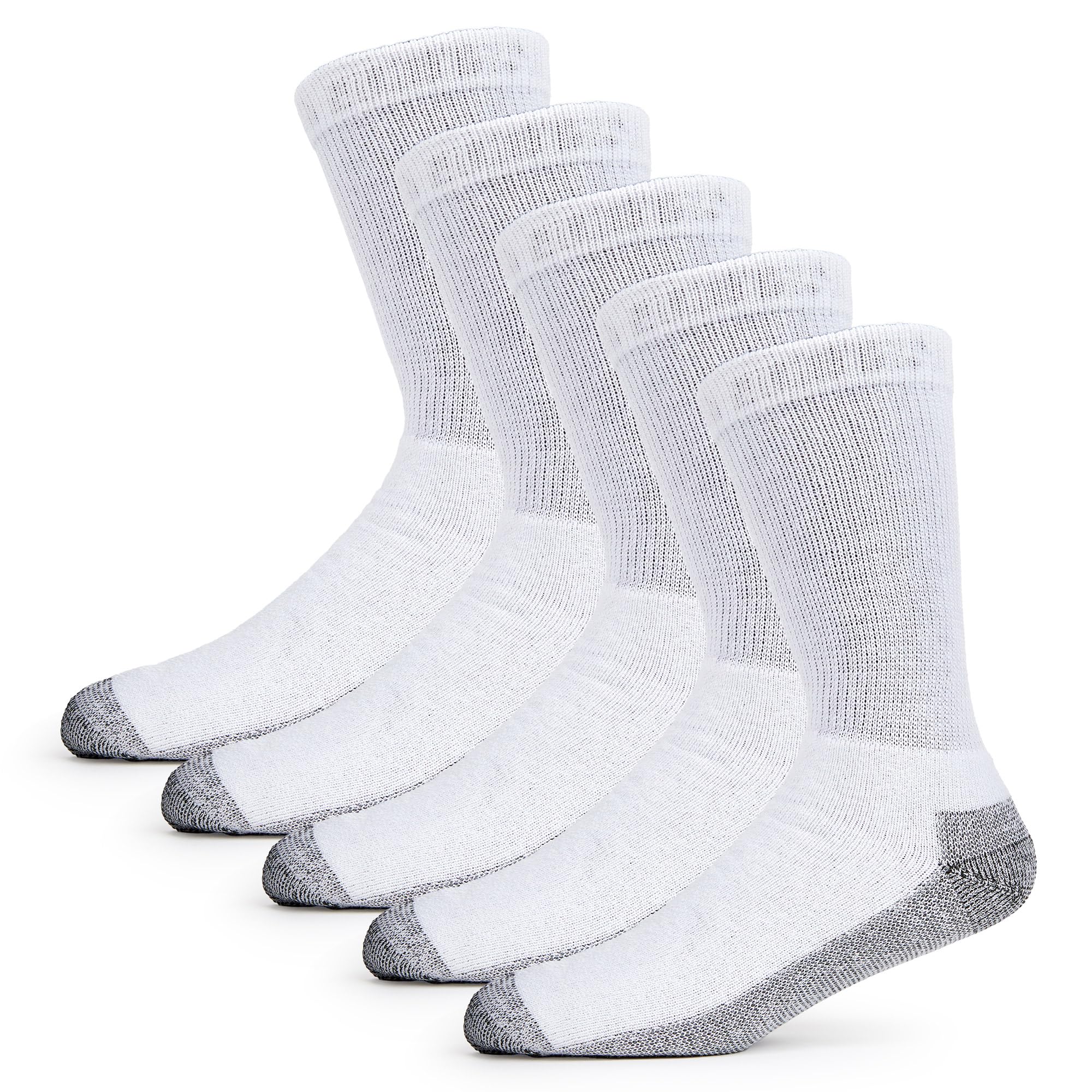 Men's Work Gear Short Boot Crew Socks (6 Pack), White, Medium (6 - 12)