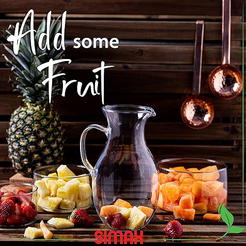 Miniatura 7 de Simax Jarra de vidrio con boquilla, jarras de vidrio de borosilicato de 1.5 cuartos de galón con asa, hechas en Europa para agua, cóctel, margarita,