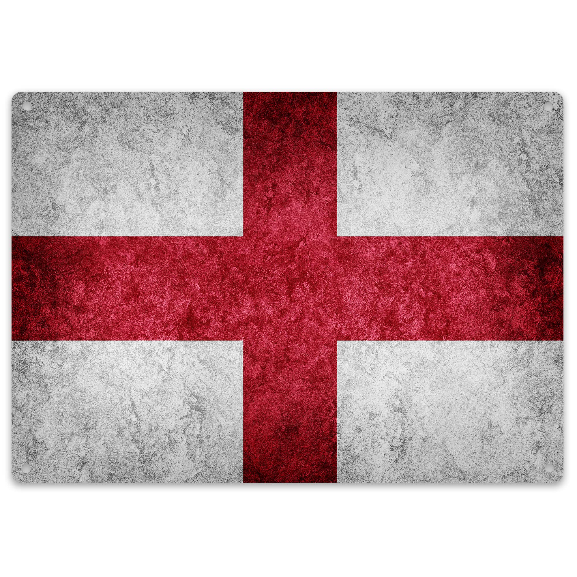 Purple Print House St Georges Cross England Flag Metal Sign, St Georges Day Flag Garden Sign, Football Bar Accessories For Home Pub, Cocktail Gin Bar Garage Sign, Gift Idea For Him, Small, White