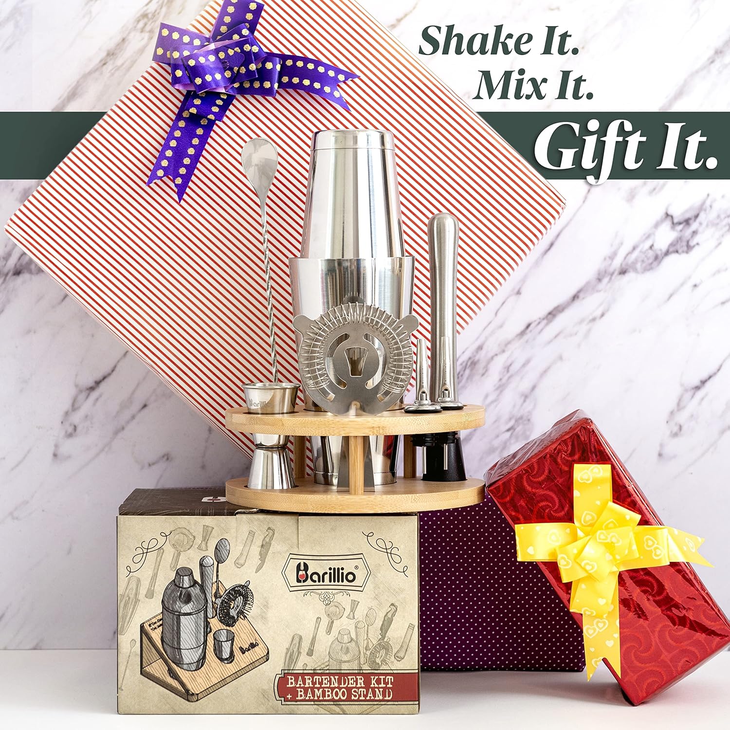 Elite Mixology Bartender Kit Cocktail Shaker Set by Barillio Drink