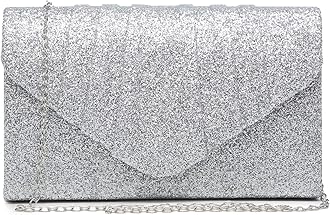 DaseinWomen's Evening Bag Pleated Envelope Clutch Handbag Wedding Party Bridal Purse, 2-glitter Silver, One Size