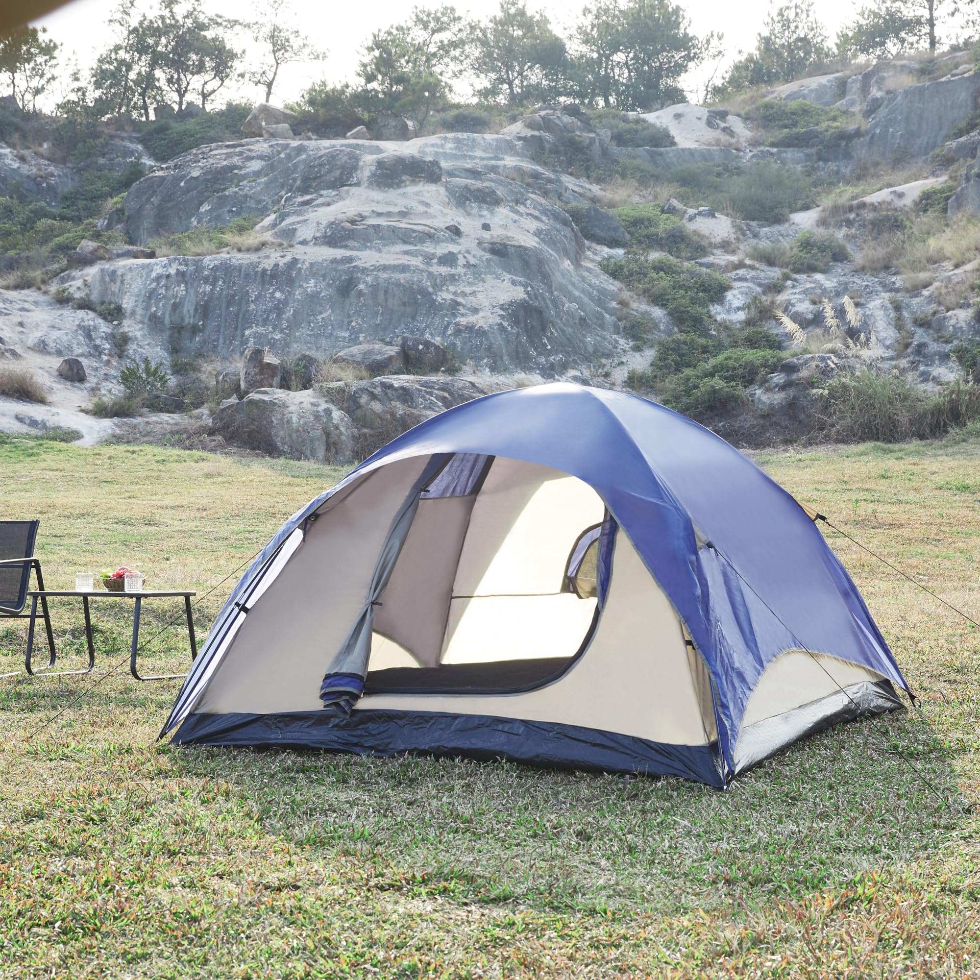 pro.tec Tenda da Campeggio a Forma di Cupola con Tettuccio Rimovibile Tenda per Escursioni e Festival per 2-3 Persone 213 x 213 x 130 cm - Vari Colori