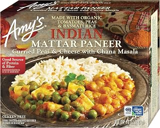 Amy's Gluten-Free Indian Mattar Paneer Frozen Meal with Organic Basmati Rice, Peas, Paneer & Chickpeas - 10oz Single Serve