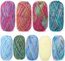 Timgle 9 novelos para panos de prato fio brilhante arco-íris para crochê, tricô, lavagem de louça, projetos de artesanato (retrô)