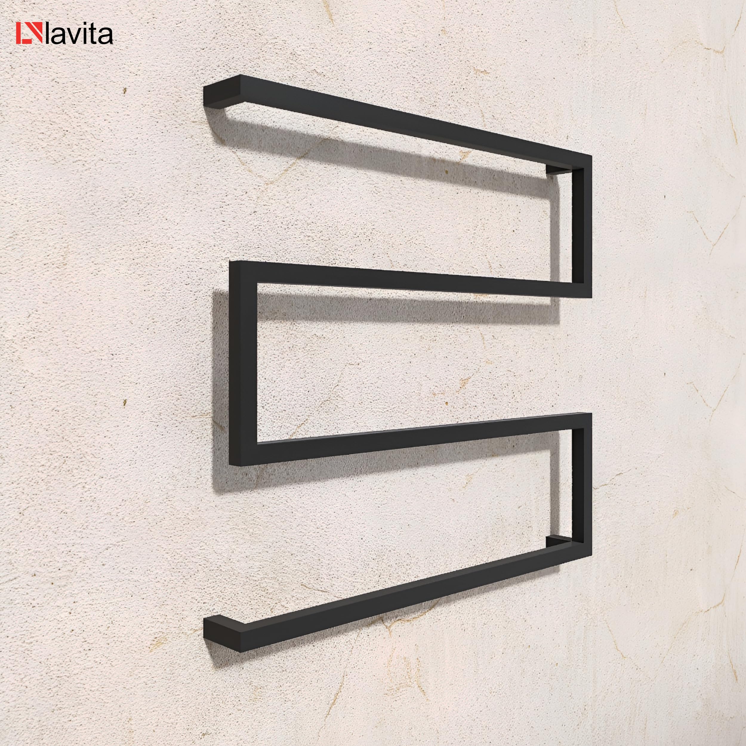 LAVITA TRYNIDAD 600 Porte-serviettes Noir mat Design simple Acier au carbone revêtu par pulvérisation Peu encombrant Idéal pour la décoration de petite salle de bain 600 x 70 x 560 mm