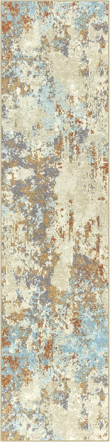 Maples Rugs Southwestern Stone Distressed Abstract Non Slip Runner Rug For Hallway Entry Way Floor Carpet [Made in USA], 2'6 x 10, Multi 2 ft (6 in) x 10 ft Multi Color