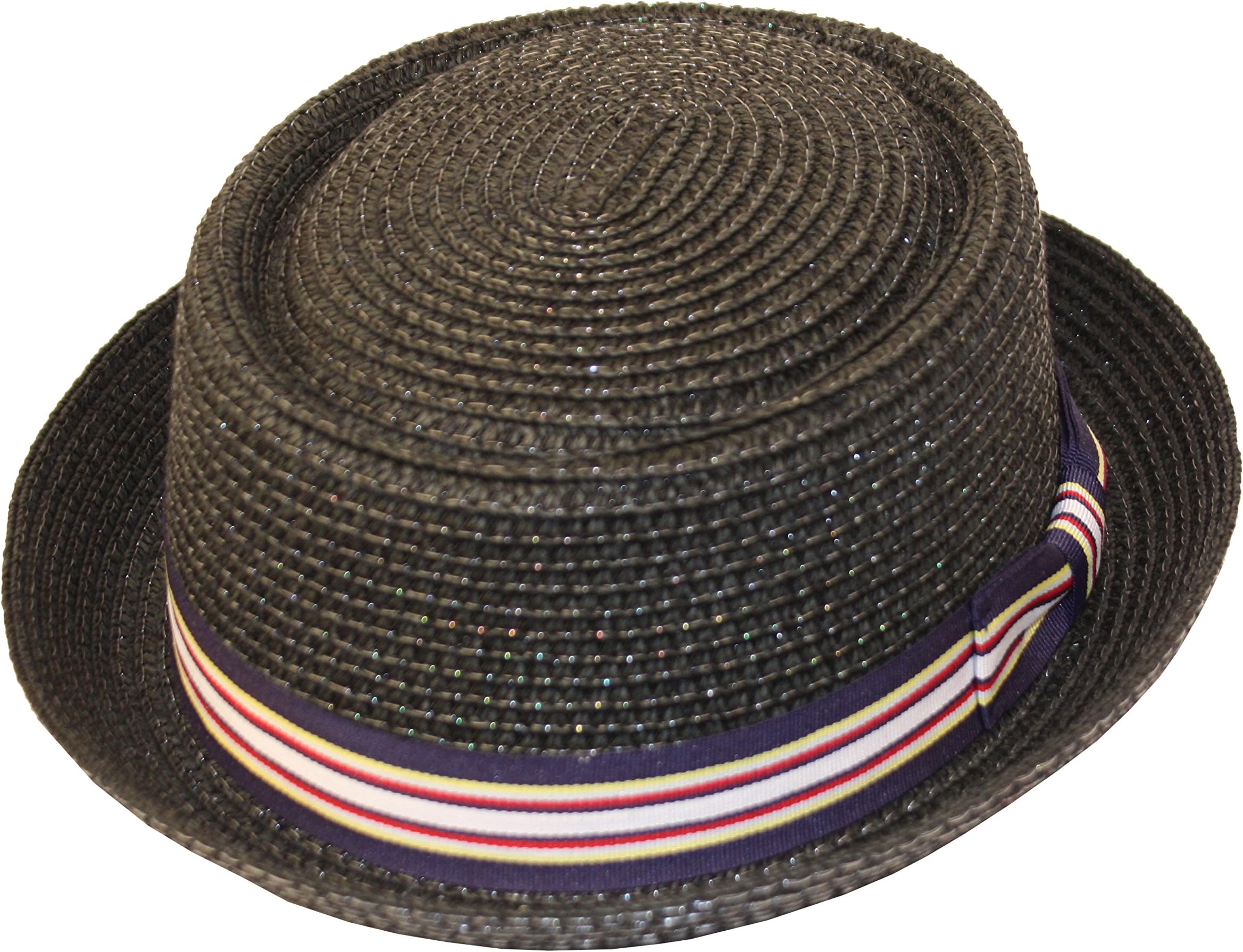 Men's Fancy Summer Straw Pork Pie Derby Fedora Upturn Brim Hat