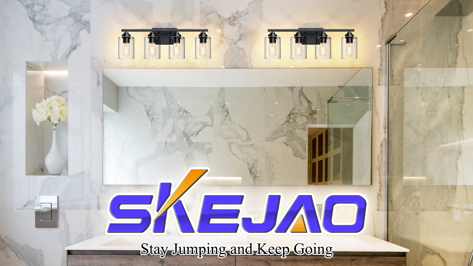 Image of SKEJAO Bathroom Vanity Lights Over Mirror,Bathroom Light Fixture Wall Sconce Lighting for Bedroom,Living Room (Black, 4-Light)