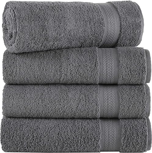 Regal Ruby - Toallas de baño blancas de secado rápido, 100% de algodón turco, toalla ligera para cuarto de baño, invitados, piscina, gimnasio,