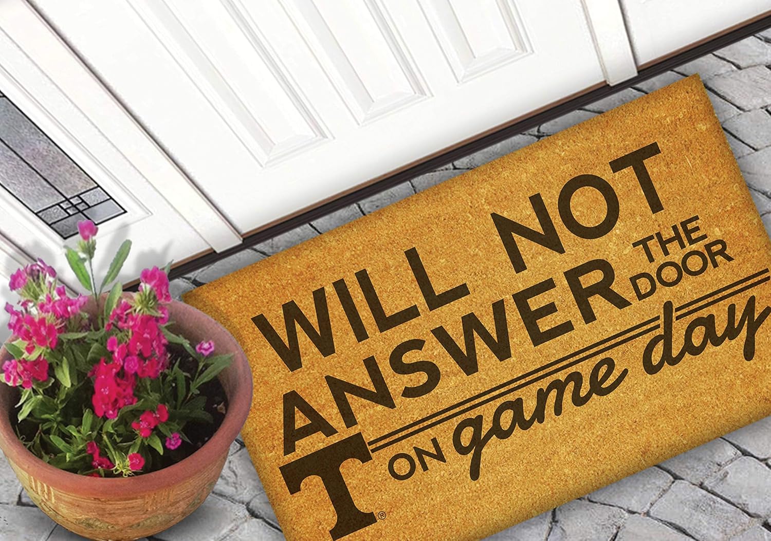 KH Sports Fan Tennessee Volunteers Will Not Answer on Gameday Coir Doormat, 18x30 Inches, Volunteers Outdoor Rug; Display Your Team Spirit with This Unique Tennessee Volunteers Doormat