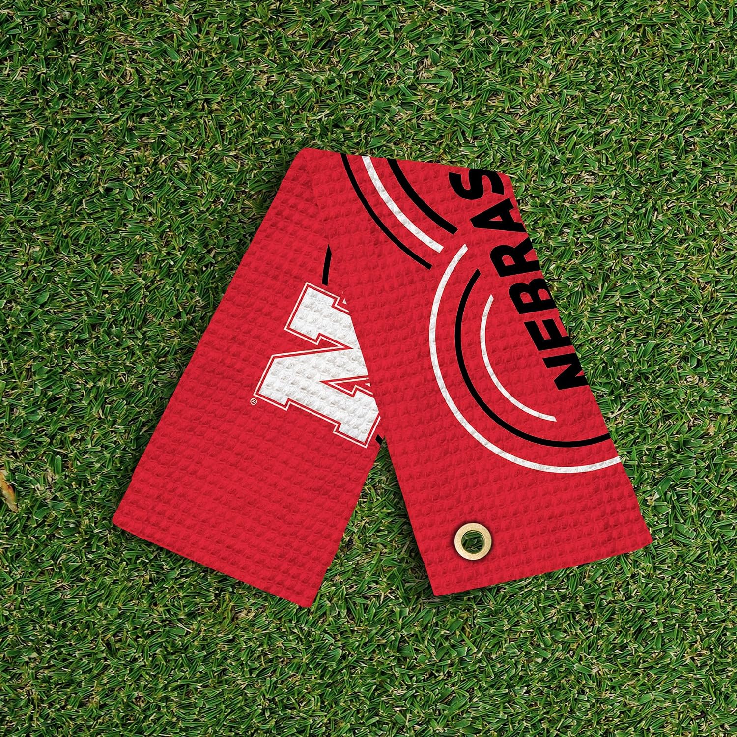 Northwest NCAA Nebraska Cornhuskers Golf Towel, Official Licensed Microfiber Waffle Fabric, Absorbent 16x25 in Club Cleaning Accessory, Droplets Design