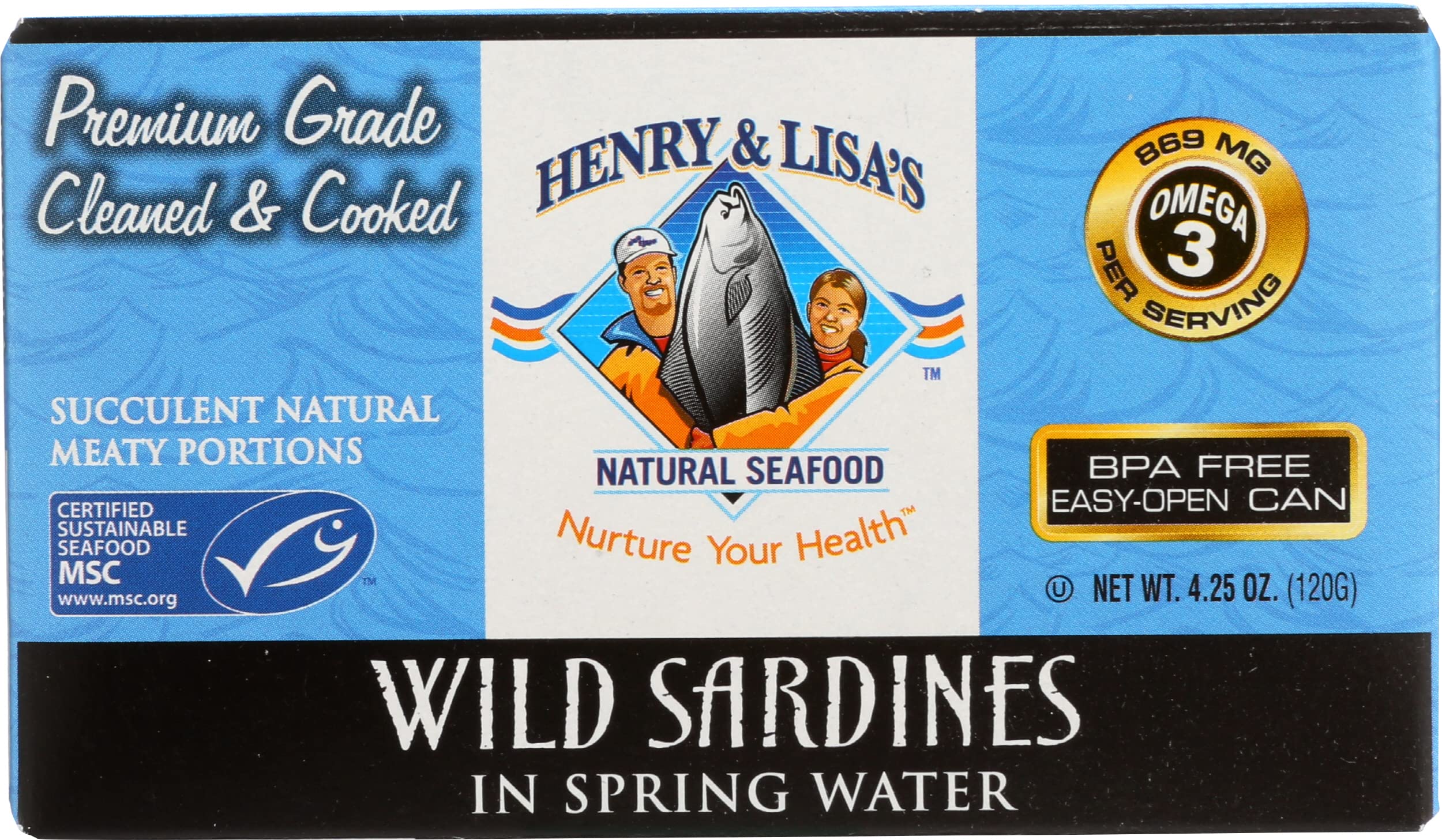 Henry & Lisa's Wild Sardines in Spring Water, BPA Free Can, 4.25 Ounce (Pack of 12)