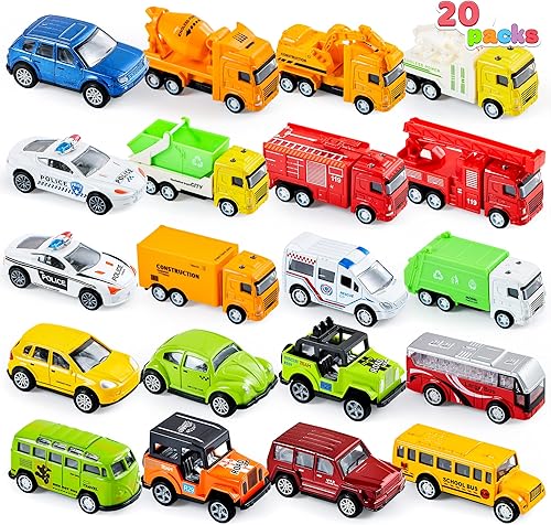 Miniatura 8 de JOYIN 20 piezas de autos de juguete de metal fundido a presión juego de vehículos para niños pequeños automóviles de juego para niños automóviles de