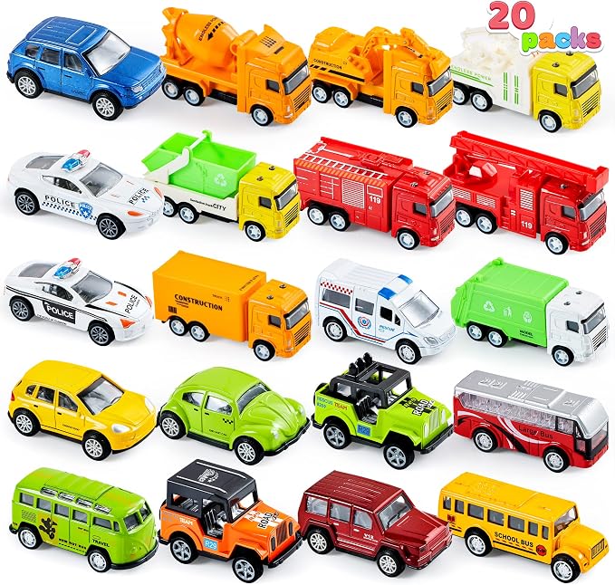 Set de 20 autos de juguete metálicos pull back JOYIN miniatura 8
