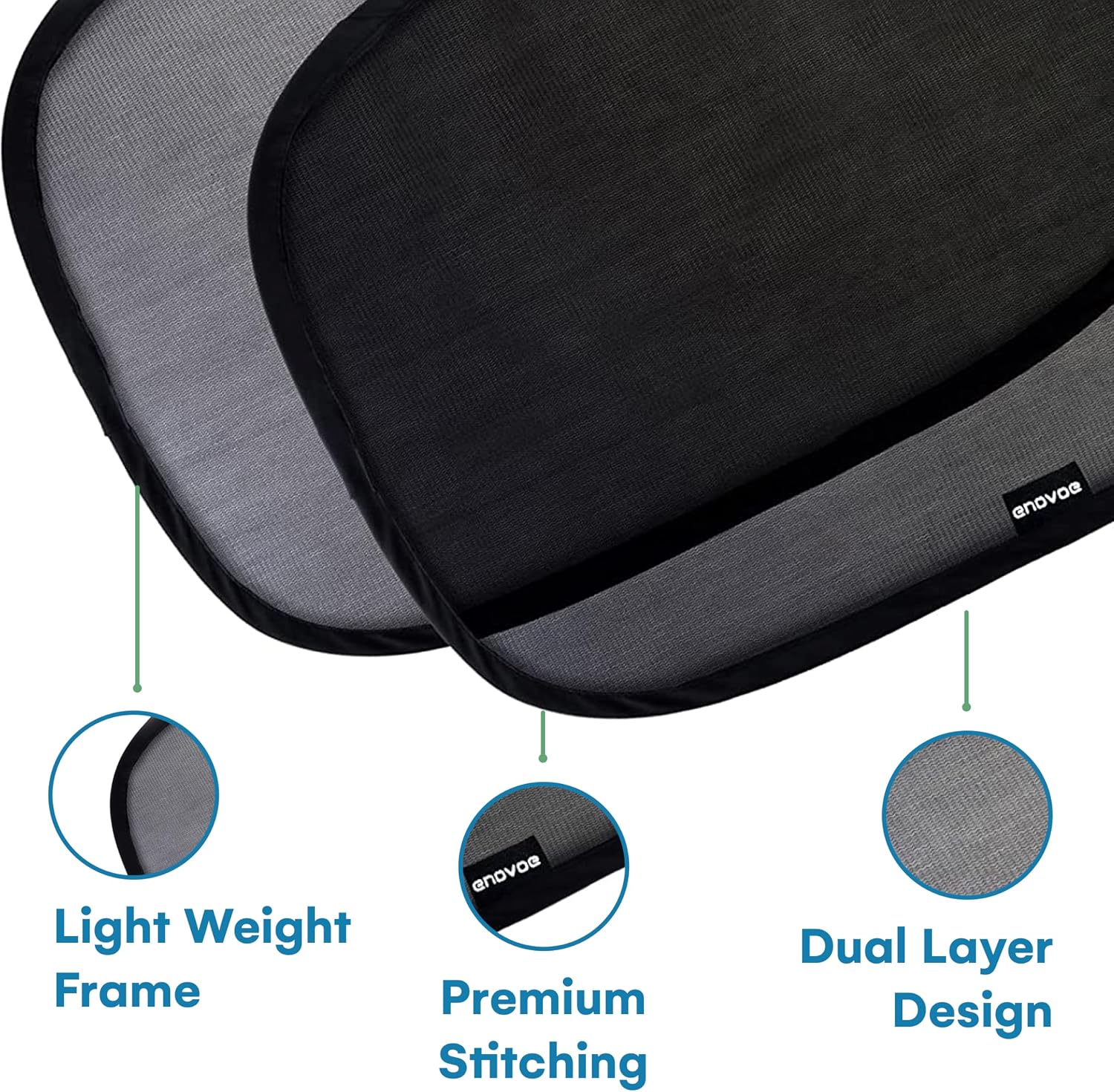 Enovoe Car Window Shades for Baby (4 Pack) - 21"x14" - Sun Shade Blocker, Cling - Glare Shield and UV Rays Protection for Your Child - Side Windows Screens for SUV- Mesh Window Shades for Car Baby