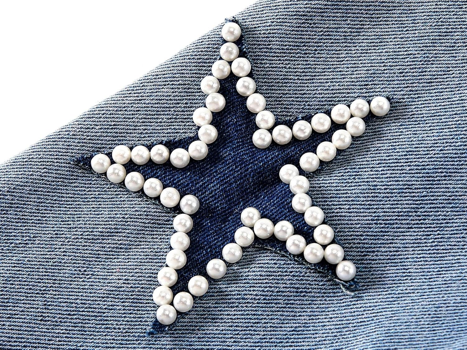 Kedera Women Pearls Beading Denim Jacket Long Sleeve Button Down Distressed Ripped Jean Coat - Image 7