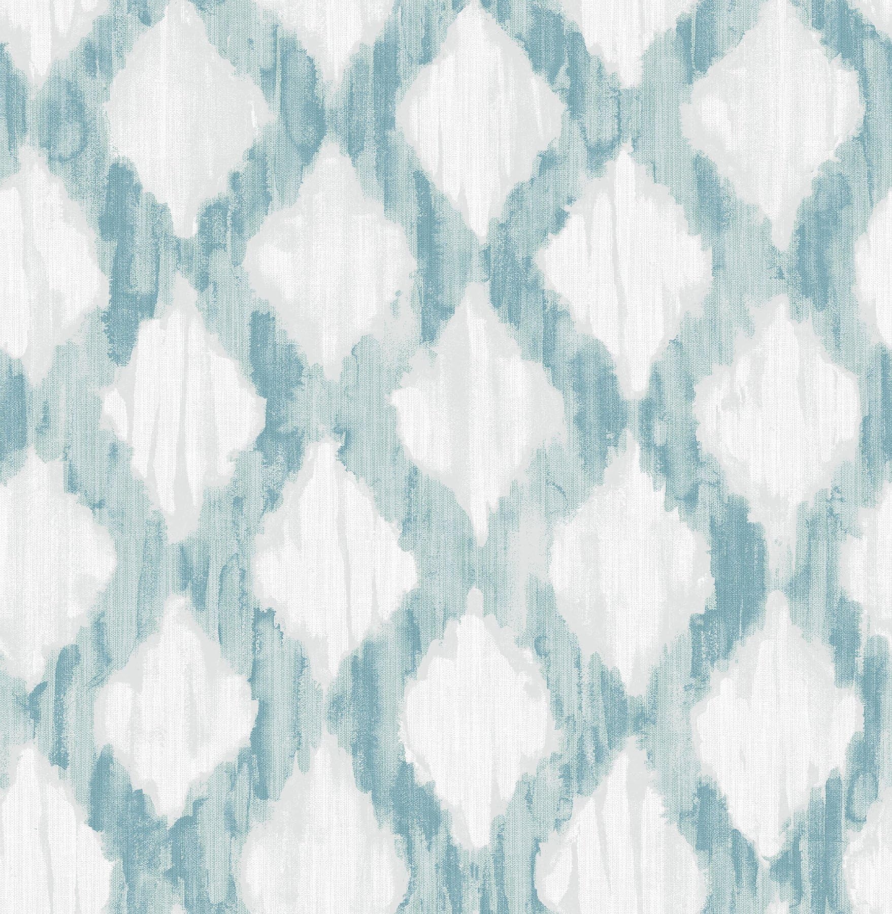NuWallpaper NU2923 Teal Floating Trellis Peel & Stick Wallpaper, Blue